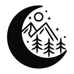 moon shape badge design