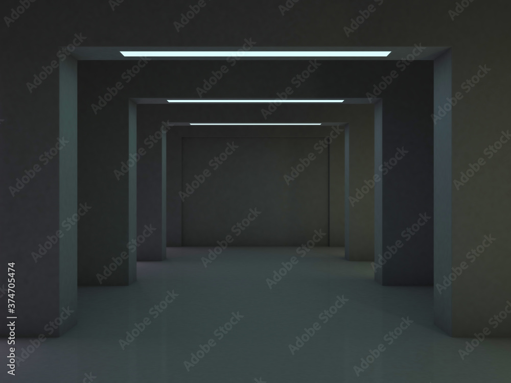 Poster abstract modern architecture background, empty open space interior. 3d