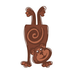 Funny monkey standing on his hands illustration for children vector