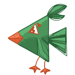 Green triangular bird for children's room illustration vector
