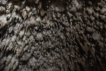 Photos of stalactites in a limestone cave That took a long time until it became a gnarled pattern