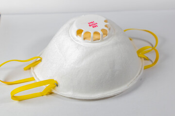 n95 face mask to protect yourself and prevent coronavirus on a white background. medical white mask for pandemics . Negative white space for text 