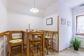 Interior detail of contemporary dining table