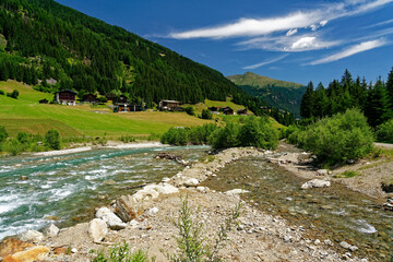 Landschaft an der Schwarzach im Defereggental bei Sankt Jakob, Nationalpark Hohe Tauern, Osttirol, Tirol, Österreich