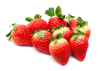 Stack strawberries on white background 