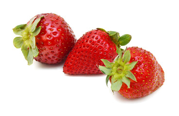 Stack strawberries on white background 