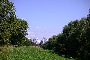 Panel buildings in a housing estate in nature