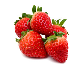 Stack strawberries on white background 