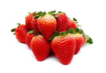 Stack strawberries on white background 