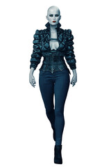 Caucasian Urban Fantasy Woman on Isolated White Background, 3D Rendering 3D illustration