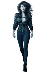 Fototapeta premium Caucasian Urban Fantasy Woman on Isolated White Background, 3D Rendering 3D illustration