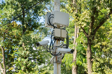 video surveillance system with multiple cameras in the park