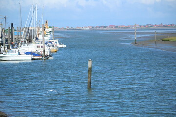 Obraz premium View over the port of Neßmersiel, North Sea (Germany)