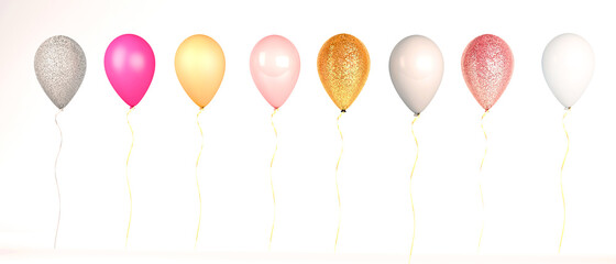metallic modern balloons isolated on a white background