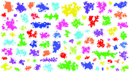 Fototapeta na wymiar Color Set Spray Collection Different Paint Splatter And Blob Splash Blot Element With Different Shapes Vector Object Brush Design Style
