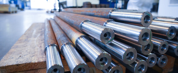 Factory for the manufacture of metal parts, pipes, spares close up