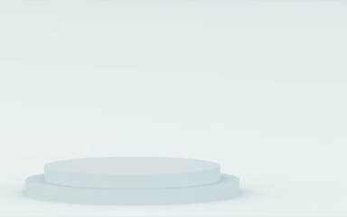 3d gray white bright cylinder podium minimal studio background. Abstract 3d geometric shape object illustration render.