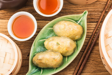 Obraz na płótnie Canvas Steamed Chinese Crystal Meat Dumplings