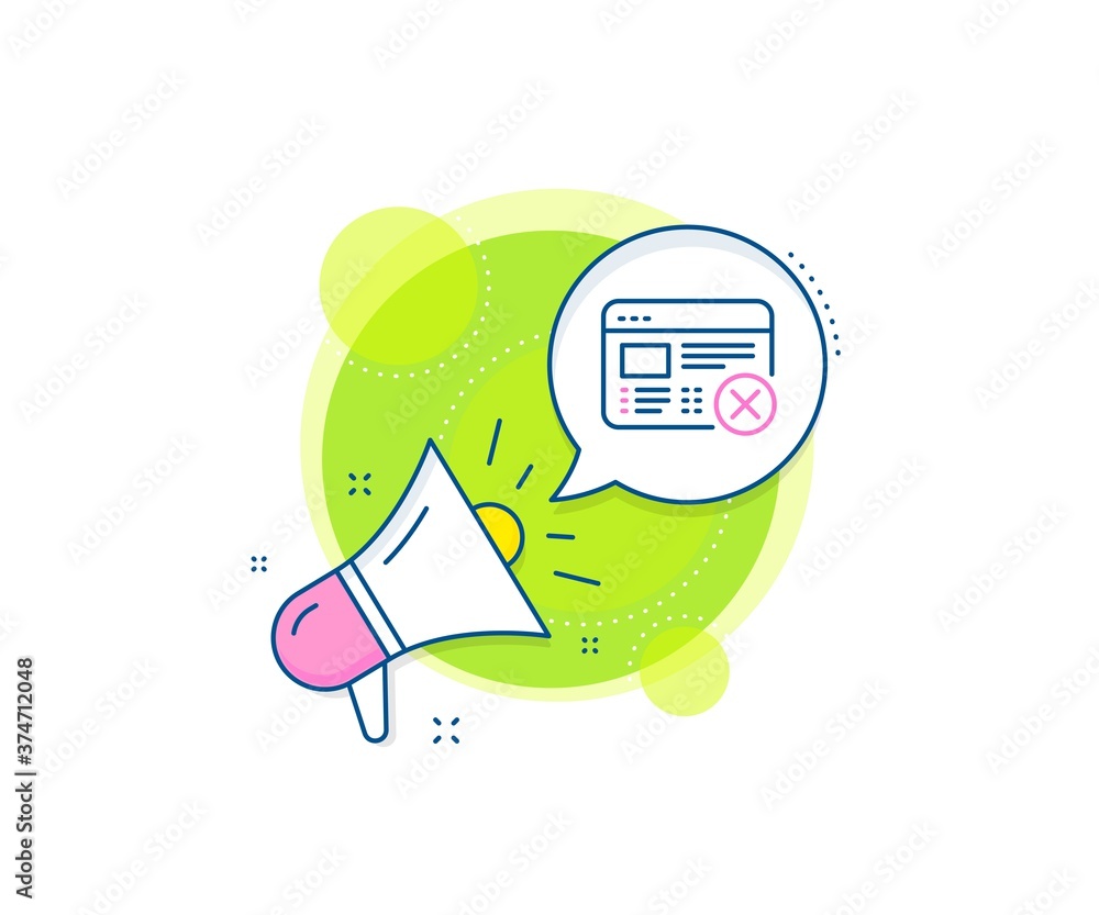 Poster no internet sign. megaphone promotion complex icon. reject web page line icon. delete browser. busin