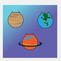 unique planet cartoon illustration design vector background