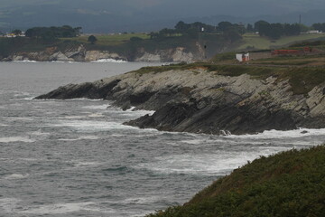 Coastal landscape in Pancha Island. Beautiful  coastal landscape in  Ribadeo,Lugo. Galicia,Spain