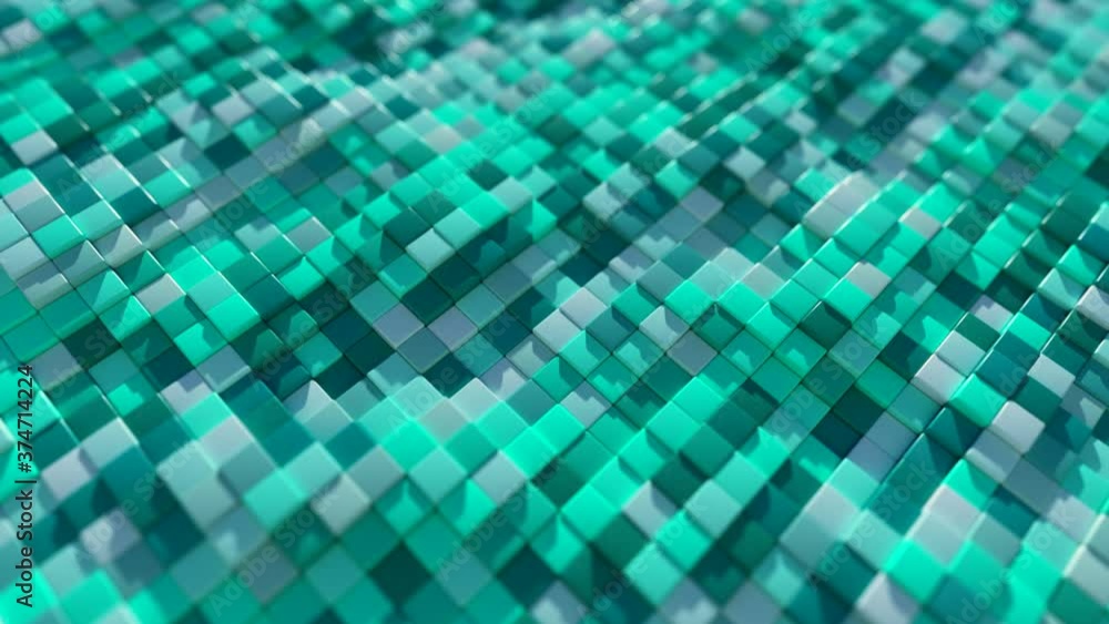 Poster abstract background of stone colorful cubes with random offset effect. seamless loop 3d render