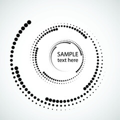 Halftone dots in circle form. round logo . vector dotted frame . design element