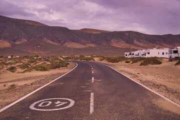 Paisaje desde la carretera de Lanzarote