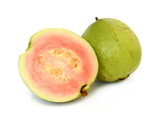 Three White Guava Fruits Isolated on White Background