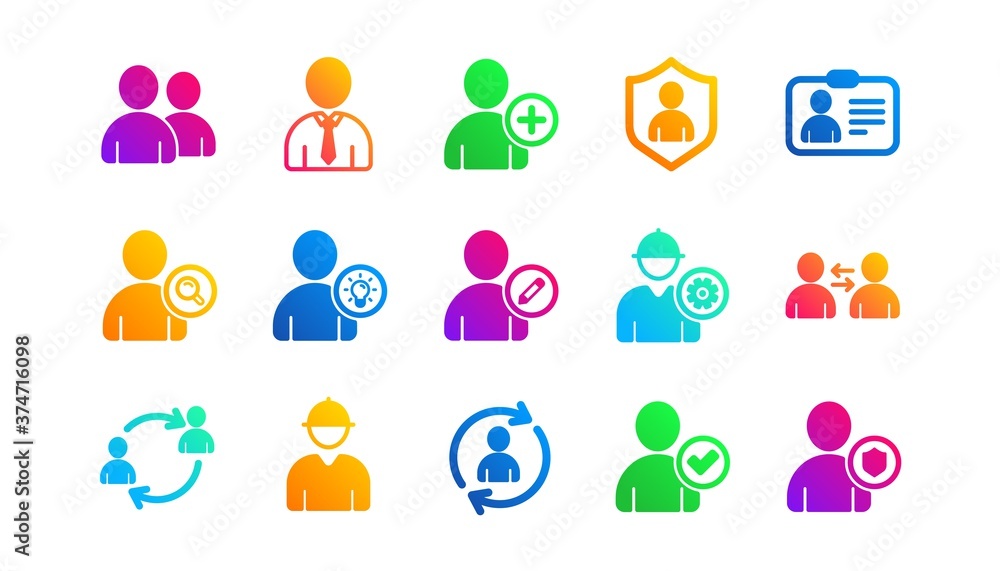Poster profile, group and support. user person icons. people classic icon set. gradient patterns. quality s