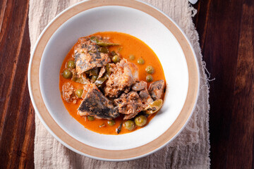 Coconut milk curry with catfish head