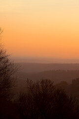 Sunset mountainous orange landscape