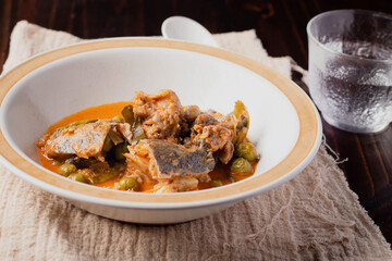 Coconut milk curry with catfish head