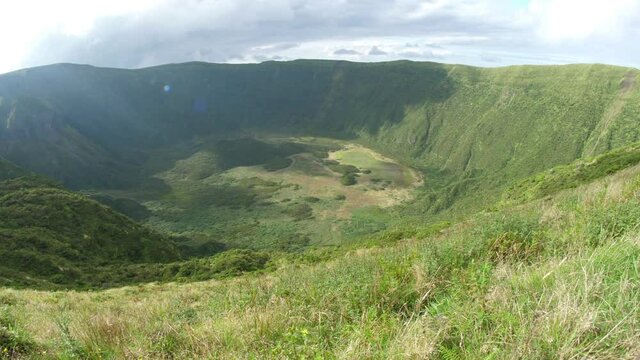 inactive volcano caldera boiler cauldron crater cabe&ccedil;o gordo faial azores portugal slow motion 4k
