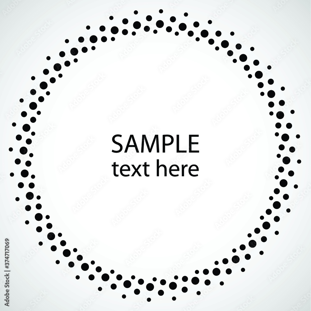 Poster halftone dots in circle form. round logo . vector dotted frame . design element