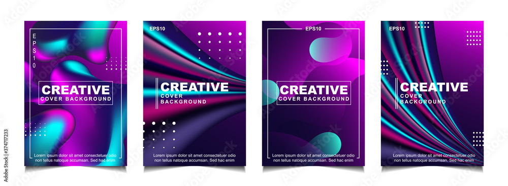 Aufkleber set of trendy gradient cover design abstract background template with dynamic soft colorful and wavy
