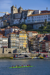 panoramic view on the old Houses of Ribeira, Porto, Portugal
