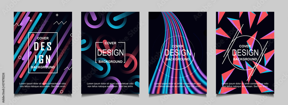 Aufkleber set of trendy gradient cover design abstract background template with dynamic soft colorful and wavy