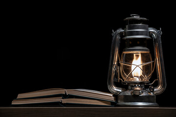 image of book lamp dark background 