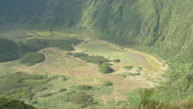 inactive volcano caldera boiler cauldron crater cabe&ccedil;o gordo faial azores portugal slow motion 4k
