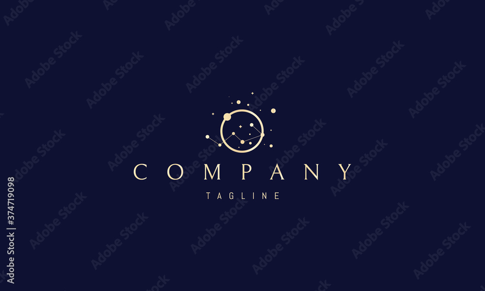 Canvas Prints vector golden logo on which an abstract image of the constellation ursa major in a circle.
