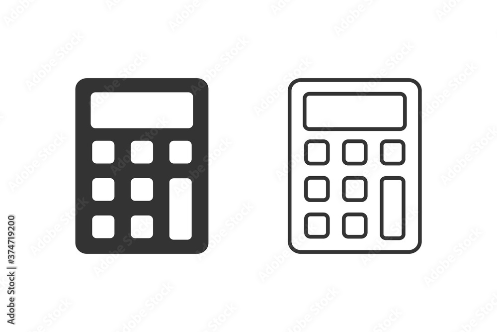 Poster calculator vector line icon set. vector web design