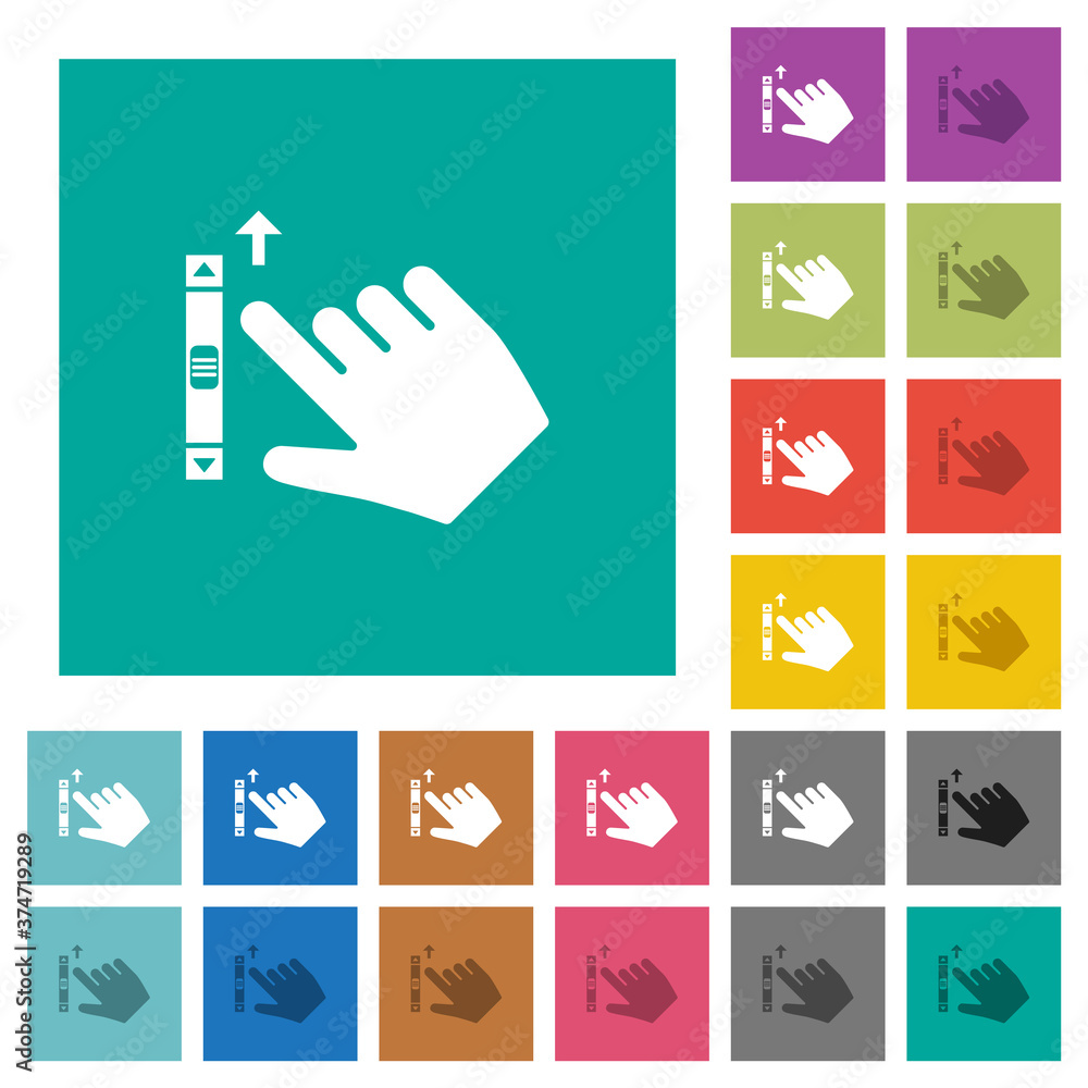 Poster right handed scroll up gesture square flat multi colored icons