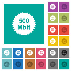 500 mbit guarantee sticker square flat multi colored icons