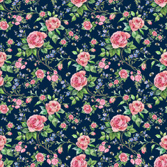  Seamless pattern lovely roses and peonies with foliage