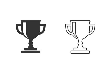 Trophy line icon set on white background. Vector