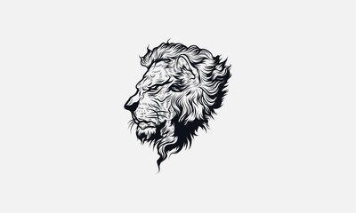 Vintage Hand Drawn Style Lion Vector Illustration