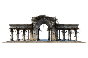 Fantasy Academy Gate Stone Wall, 3D illustration, 3D rendering © Seeker Stock Art