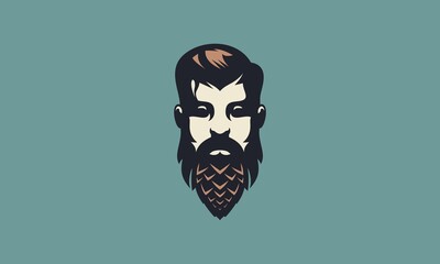 Vintage Bearded Man Face Brewery Illustration