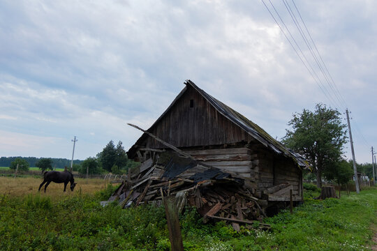 old wooden abandoned house in the village